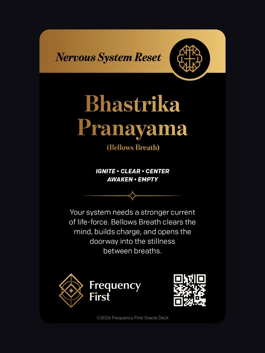The practice side of the card: Nervous System Reset, Bhastrika Pranayama
